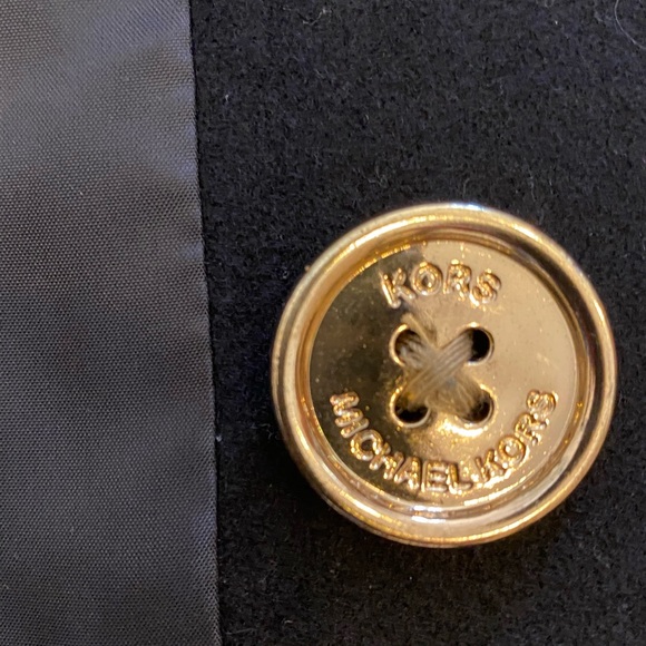 MiCHAEL Michael Kors Womens Black Coat w Gold Buttons / Belted / Size 12 - Picture 10 of 15